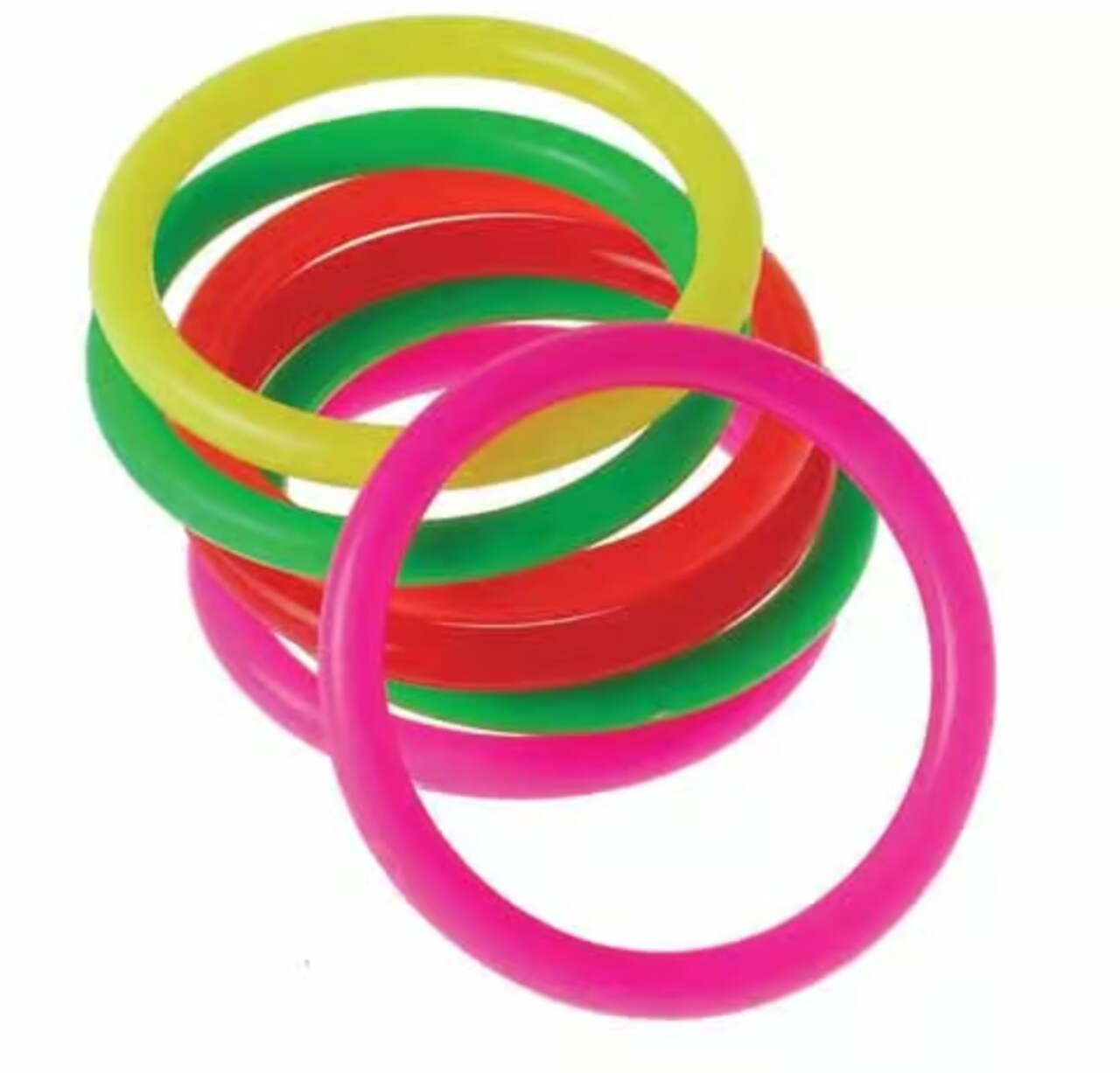 Small Neon Carnival Rings – Bright Assorted Plastic Rings for Games, Crafts & Party Prizes, 12 Pack